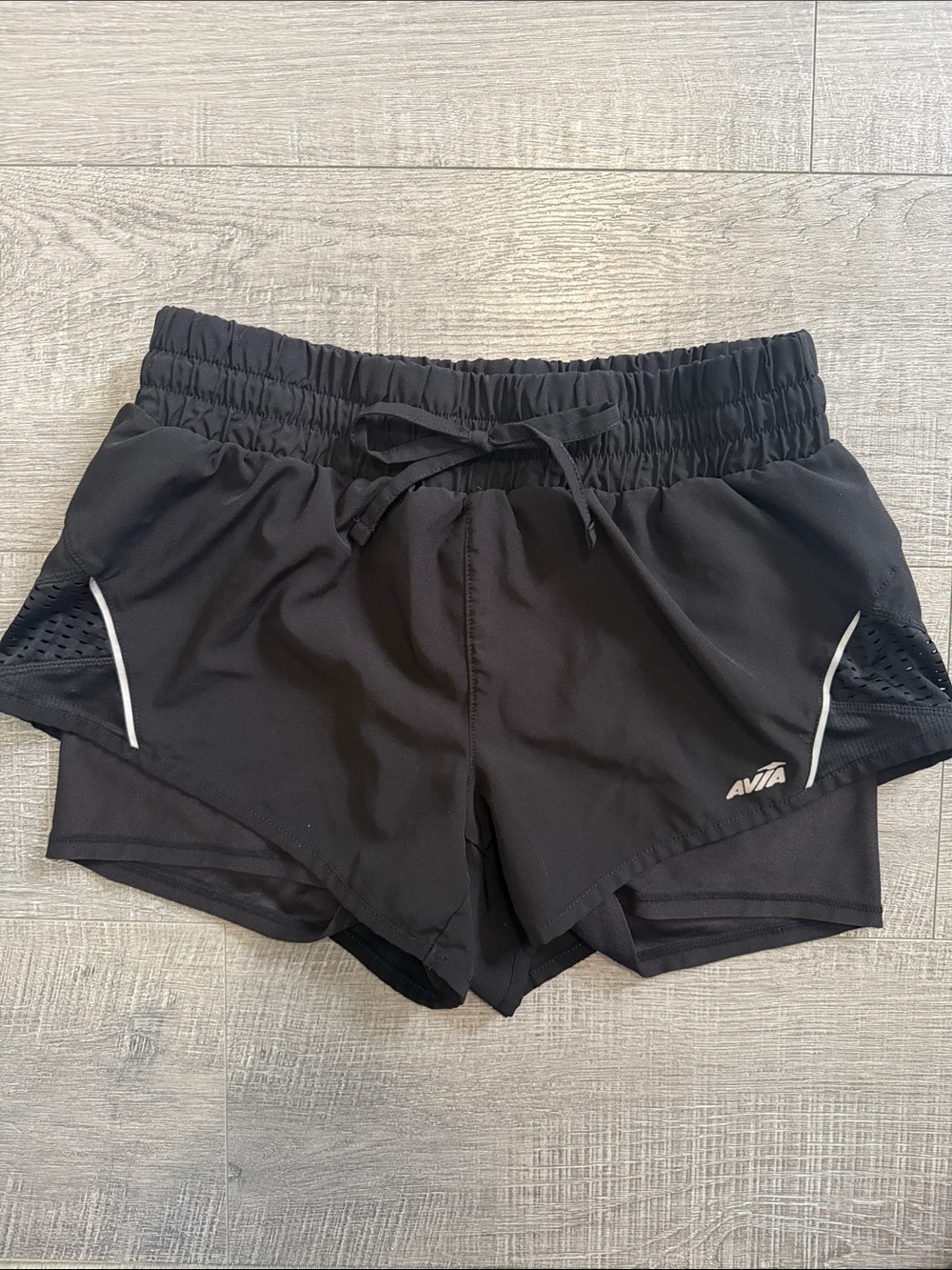Avia Black Women's Athletic Shorts with Reflective Trim